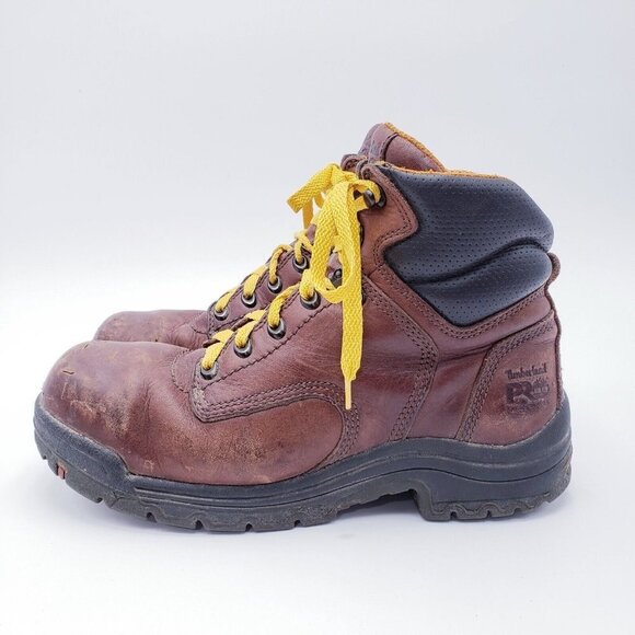 Timberland Pro 358 Work Boots Womens 8.5 Brown Leather Ankle Lace Up Waterproof - Picture 5 of 13